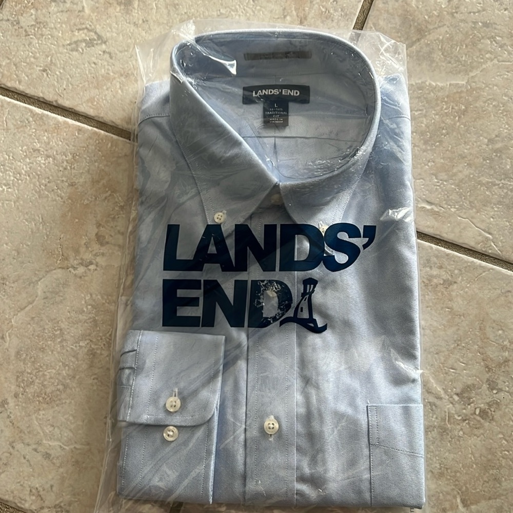 Lands’ End Long Sleeve Dress Shirt - Blue